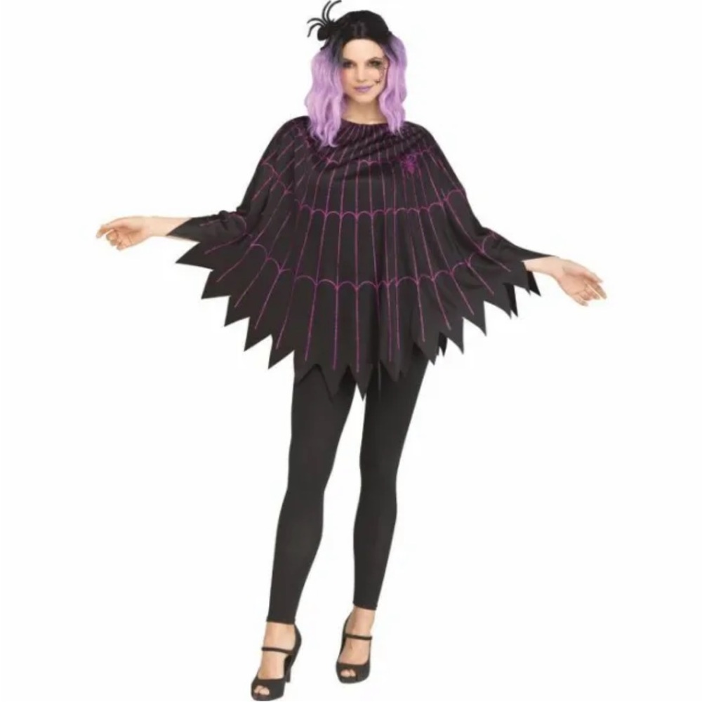 Spiderweb Costume Poncho Adult Accessory Easy Halloween 2 COLORS AVAILABLE NEW